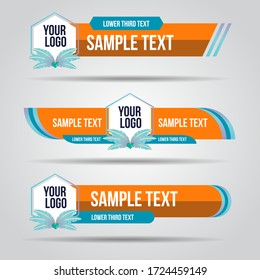 Lower third colorful summer tv design template modern contemporary. Set of banners bar screen broadcast bar name. Collection of lower third for video editing on transparent background.