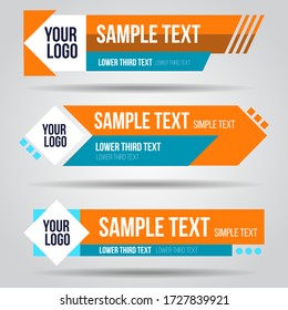 Lower third colorful tv design template modern contemporary. Set of banners bar screen broadcast bar name. Collection of lower third for video editing on transparent background.