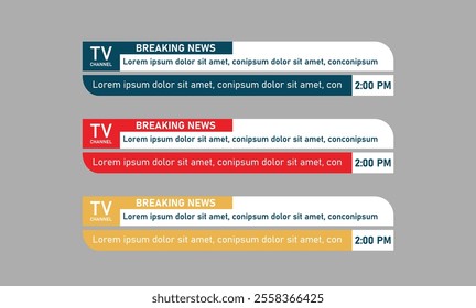 Lower third colourful breaking news design with Gray background