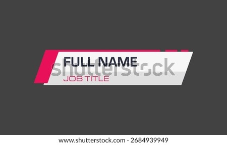 Lower third corporate name and job title simple and minimalist style.