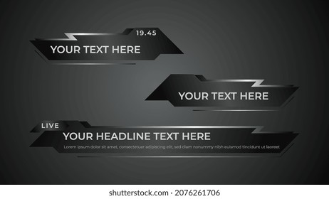 lower third dark black gradient with modern shape. Vector illustration news, name, title bar lower third pack.