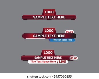 Lower Third Design Business Channel Graphics. Lower Third TV News Bars Set.