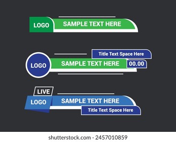 Lower Third Design Business Channel Graphics. Lower Third TV News Bars Set.