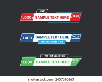 Lower Third Design Business Channel Graphics. Lower Third TV News Bars Set.