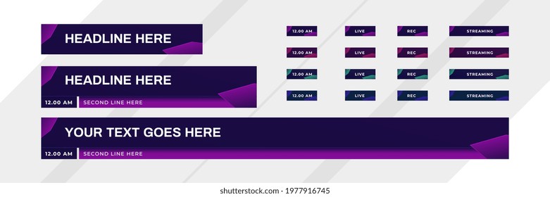 lower third design with modern digital futuristic purple color