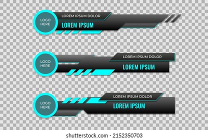 Lower third design template banner geometric shape. Clean colorful lower thirds set vector on transparent background.