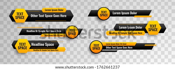 Lower third design template
circle & hexagonal geometric style. Vector video headline
title or television news bar design isolated on transparent
background.