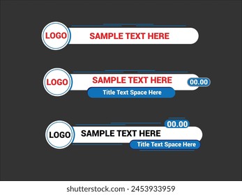 Lower third design template. Set of lower third banners and bars for news and videos.