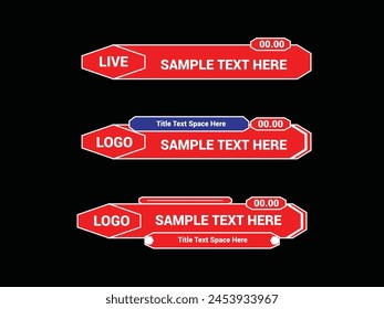 Lower third design template. Set of lower third banners and bars for news and videos.