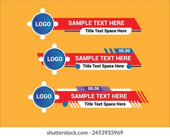 Lower third design template. Set of lower third banners and bars for news and videos.