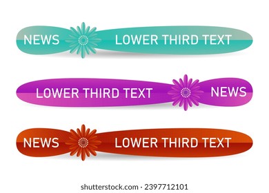 Lower third flower paper style set three color