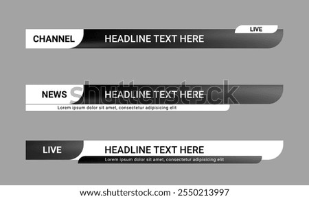 Lower third news banner. Lower third bar template for television, video and media channel. Vector illustration
