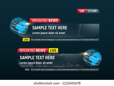 Lower third for news header. Breaking news. Vector template for your design.