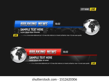 Lower third for news header. Breaking news. Vector template for your design.
