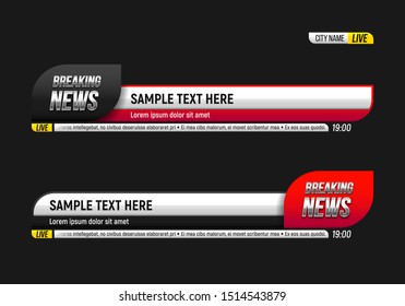 Lower third for news header. Breaking news. Vector template for your design.