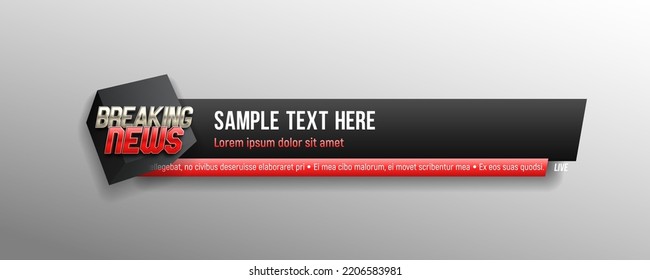Lower third for news header. Breaking news. Vector template for your design.