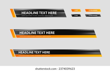 Bajo tercer vector de noticias. Conjunto de plantillas de tercera barra inferiores para televisión, vídeo y medios en línea