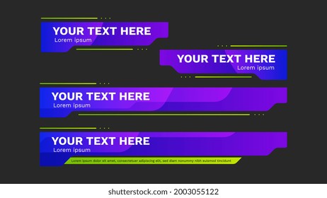 lower third pack with modern colorful. Vector video headline title or television news bar design template isolated on white background.