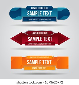 Lower third red blue and orange design tv template modern contemporary. Set of banners bar screen broadcast show bar name. Collection of lower third for video editing on transparent background.