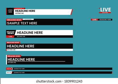 Lower third set for news, entertainment, event, and broadcasting.  Flat design lower third. Live vector icon.