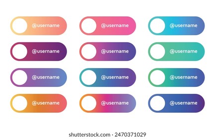 Lower third for social media. Bar box with space for an icon or photo and text. Used for channels, podcasts and blogs. Pack of vector templates with a gradient.