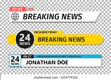 Lower Third Template. Set Of TV News Bar . News Banner For TV Streaming. Vector