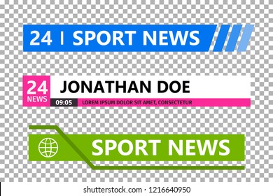 Lower Third Template. Set Of TV News Bar . News Banner For TV Streaming. Vector