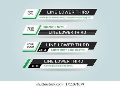 Untere dritte Vorlage. Set TV-Banner und Bars für Nachrichten- und Sportkanäle,
