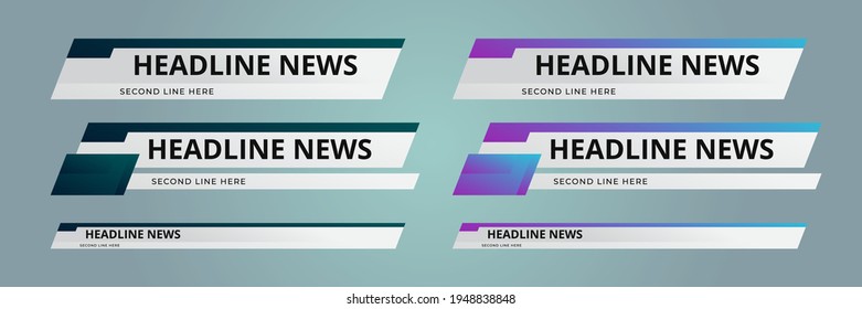 Lower third template. Set of TV banners and bars for news and sport channels, streaming and broadcasting. Collection of lower third for video editing on transparent background. Vector
