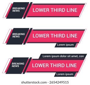 Lower third template. Set of TV banners and bars for news and sport channel, streaming and broadcasting. Collection modern lower third for video editing. Vector illustration.