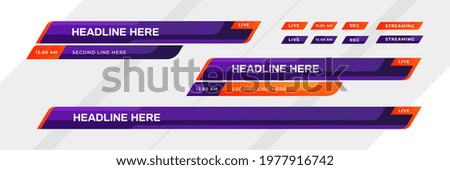 Lower third template. Set of TV banners and bars for news and sport channels, streaming and broadcasting. Collection of lower third for video editing on transparent background. Vector