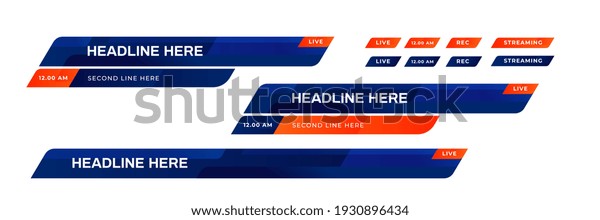 Lower\
third template. Set of TV banners and bars for news and sport\
channels, streaming and broadcasting. Collection of lower third for\
video editing on transparent background.\
Vector