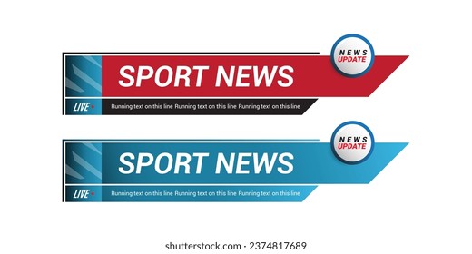 Lower third template for TV banners, bars for live news and sport channels, streaming and broadcasting. Collection of lower third for video editing isolated on white background. Vector