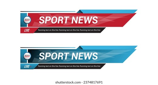 Lower third template for TV banners, bars for live news and sport channels, streaming and broadcasting. Collection of lower third for video editing isolated on white background. Vector