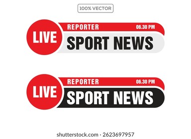 Lower third, TV broadcast tags. Lower third overlay design elements. Collection of TV headers and bars for news and sports channels. vector template