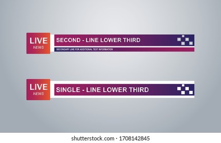 Lower Third TV News Bars Set Vector. Sign Of Lower Third. live News, Ultra HD. Banners For Broadcasting Television Video Template. 