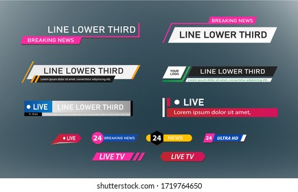 Lower Third TV News Bars Set Vector. News Lower Thirds pack. TV News Bars Set Vector.