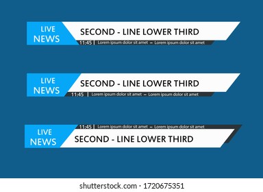 Lower Third TV News Bars Set Vector. Sign Of Lower Third. live News, Ultra HD. Banners For Broadcasting Television Video Template.
