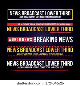 Baja el Vector de Juego de Barras de Noticias de Tercer TV. Signo De Tercero Inferior. noticias en vivo, Ultra HD. Banners Para La Plantilla De Vídeo De Televisión De Radiodifusión