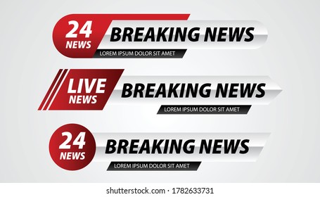 Lower Third TV News Bars Set Vector. Sign Of Lower Third. live News, Ultra HD. Banners For Broadcasting Television Video Template. Isolated Illustration