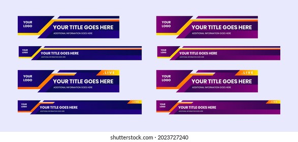 Lower Third TV News Bars Set Vector. News alerts, video streaming. Breaking, fake, sports news. Interface mark. The template mockup is editable and ready for your designs. Vector illustration