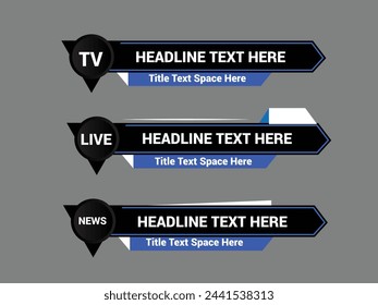 Lower Third TV News Bars Set Vector. Newscast lower third banner vector.