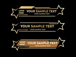 Lower Third Vector Design With Gold Star Overlay Strip Text Video. News Lower Thirds Pack Template. Vector Illustration.