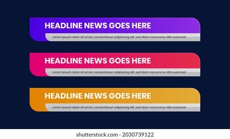 Lower Third Vector Design With Modern. Headline Breaking News Banner Background Template.