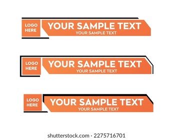 Lower third vector design with Orange overlay strip text video. News Lower Thirds Pack Template. Vector illustration.