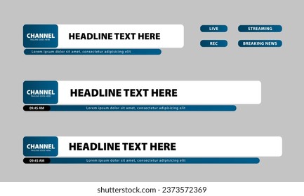 Lower third vector design. Set of lower third bar templates for breaking news, sports news on television, video and media online