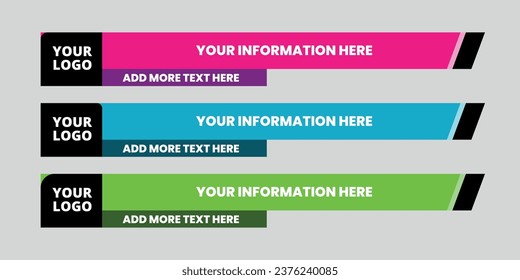 Lower third vector design with shape overlay strip text video. News Lower Thirds Pack.