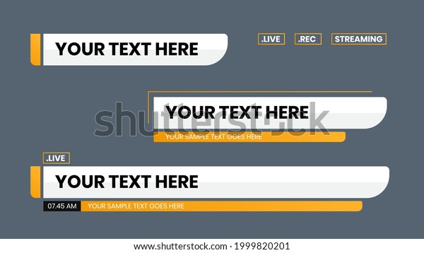 Lower third vector design with\
yellow shape overlay strip text video. News Lower Thirds\
Pack.