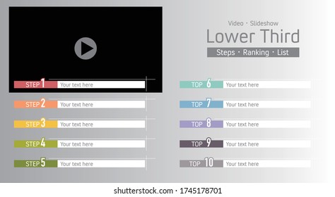 Lower Third for video use. With number 1-10. Wide range of usage (steps, ranking, tips, list, etc)