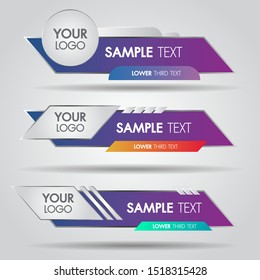 Lower third white and colorful design template modern contemporary. Set of banners bar screen broadcast bar name. Collection of lower third for video editing on transparent background.